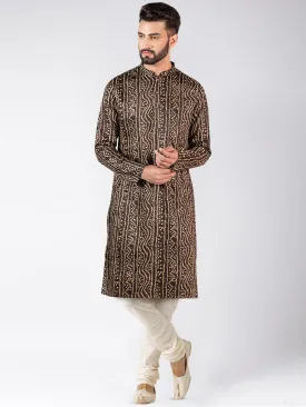 Men's Brown Kurta Churidar Set
