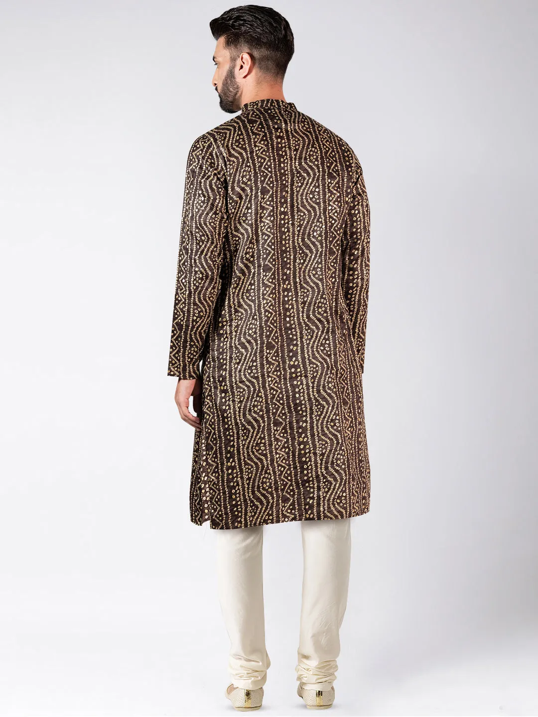 Men's Brown Kurta Churidar Set