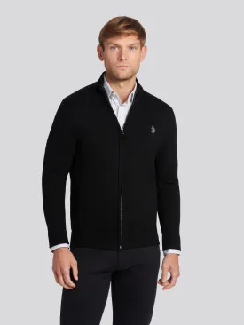 Mens Knitted Cardigan in Black Steeple Grey DHM