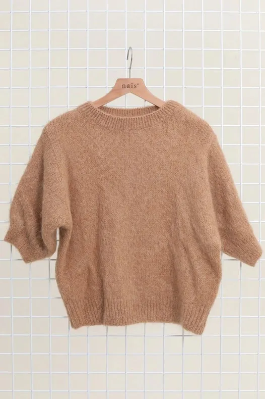 Mohair And Wool Short Sleeve Crew Neck Sweater