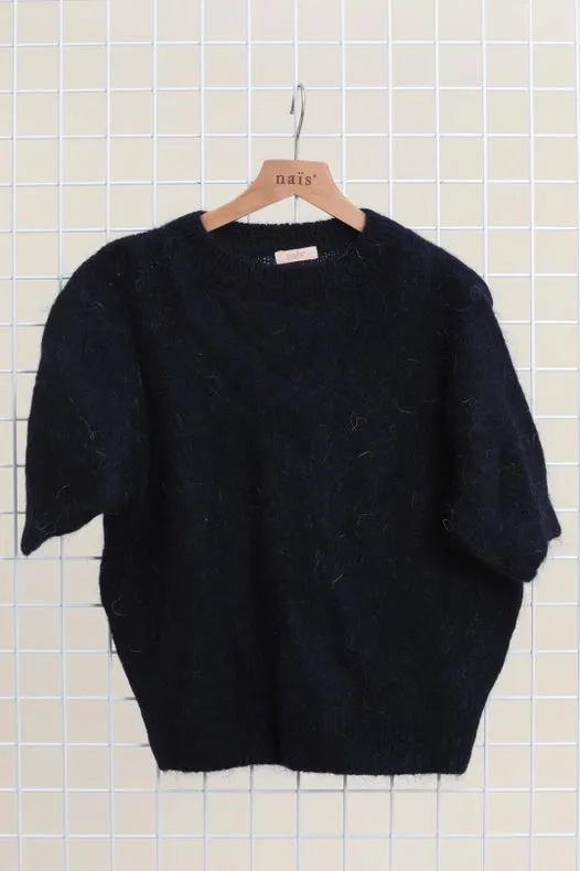 Mohair And Wool Short Sleeve Crew Neck Sweater