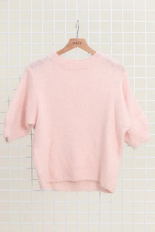 Mohair And Wool Short Sleeve Crew Neck Sweater
