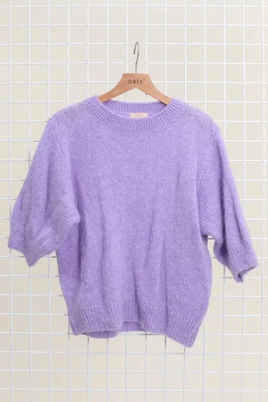 Mohair And Wool Short Sleeve Crew Neck Sweater