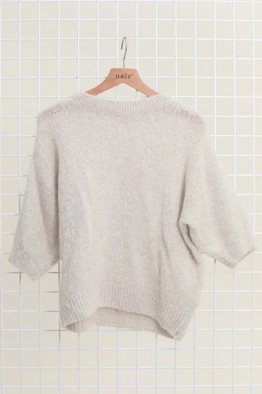 Mohair And Wool Short Sleeve Crew Neck Sweater