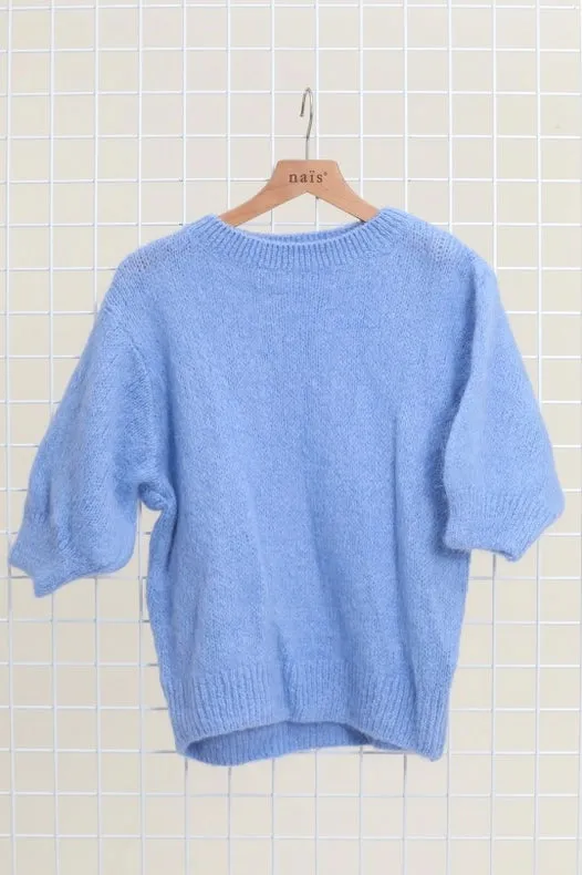 Mohair And Wool Short Sleeve Crew Neck Sweater