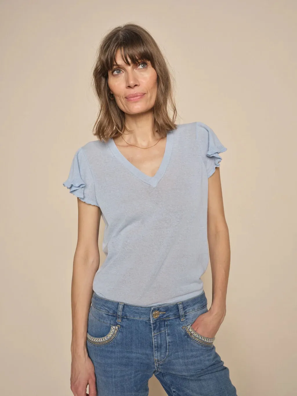 Mos Mosh Ganna V-Neck Knit Top