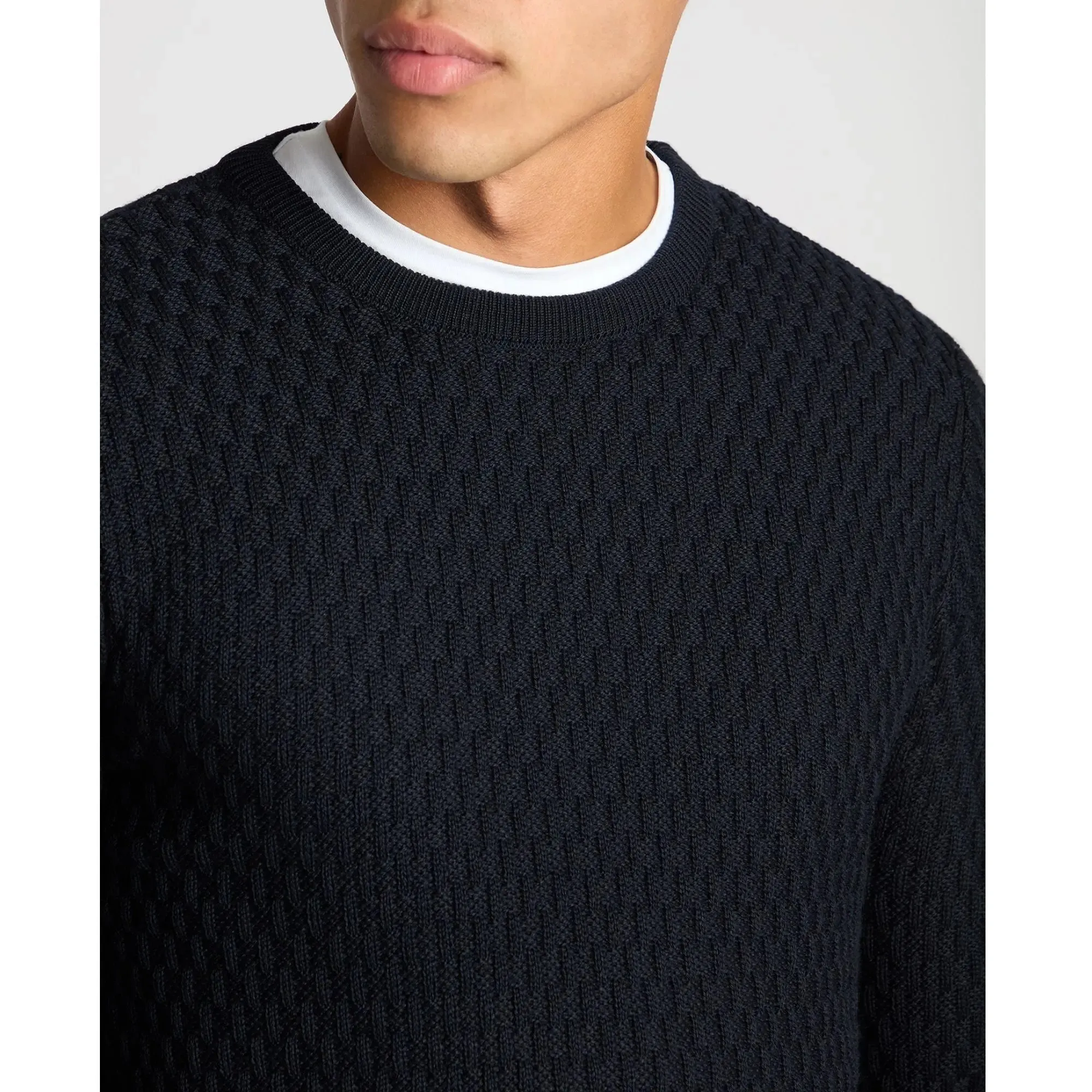 Navy Crew-Neck Knitted Jumper