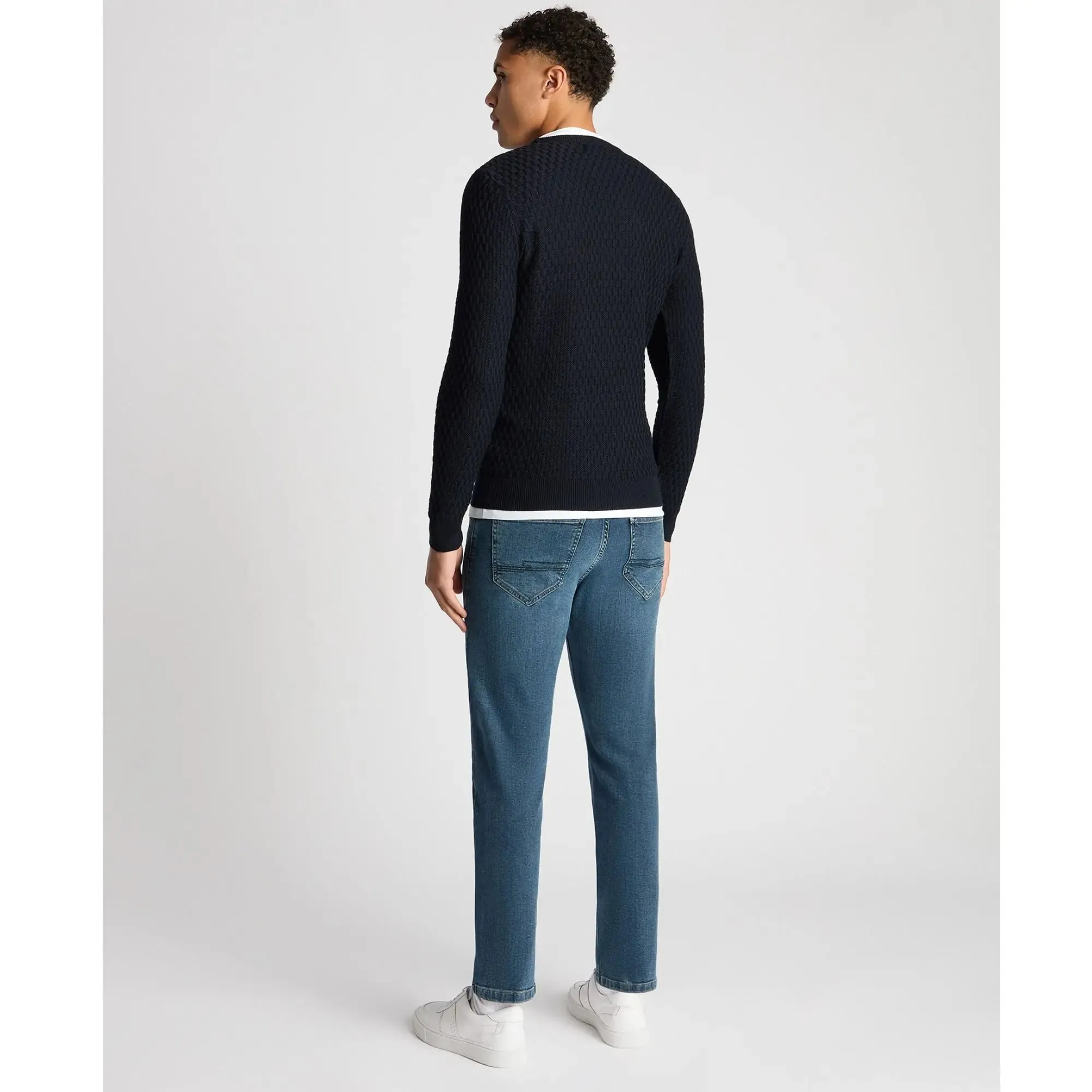 Navy Crew-Neck Knitted Jumper