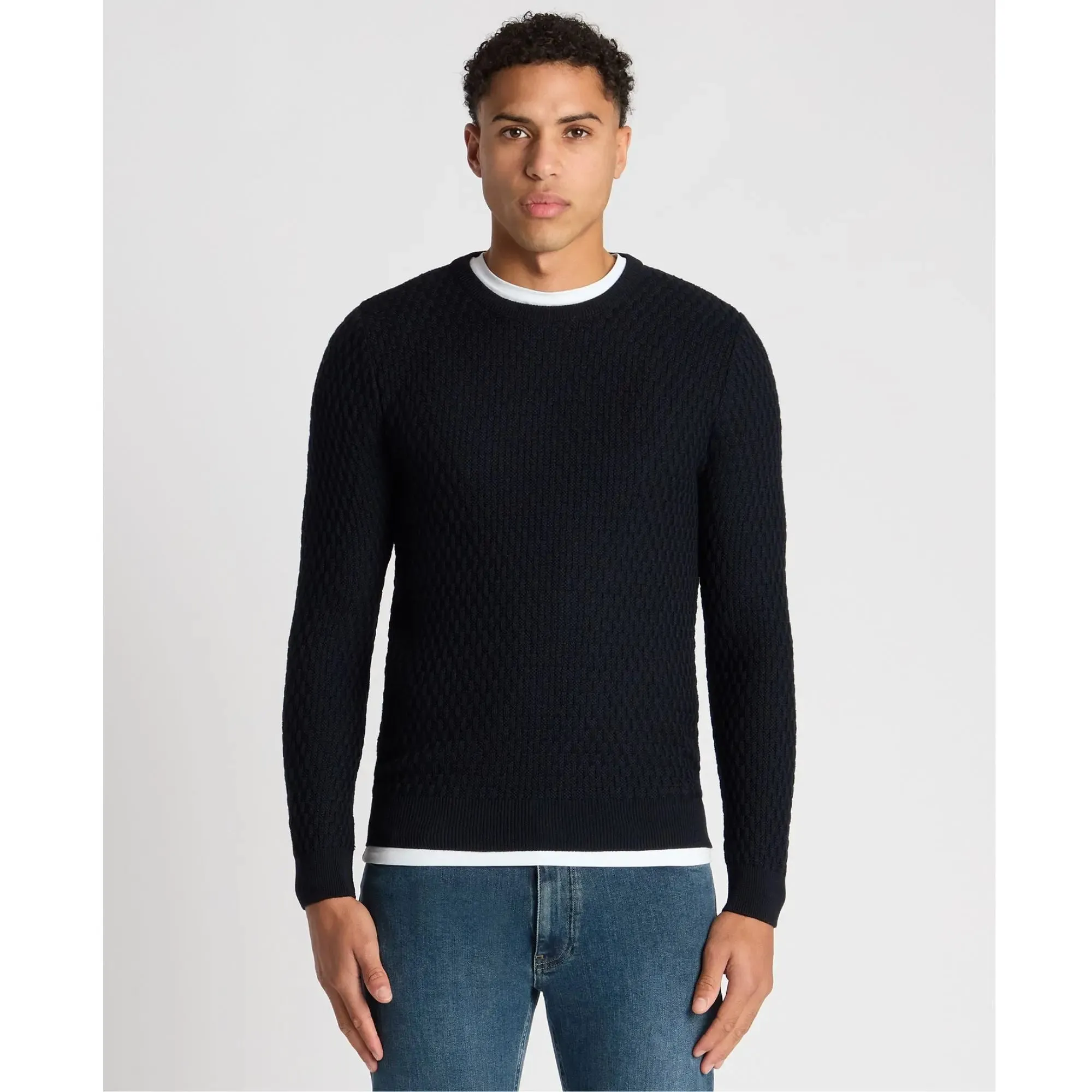 Navy Crew-Neck Knitted Jumper