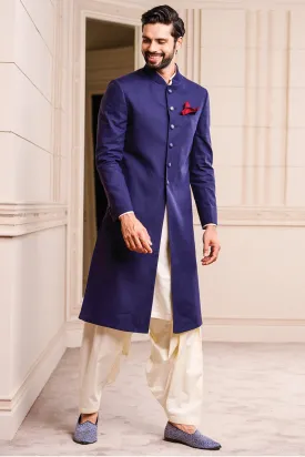 Navy Linen Sherwani