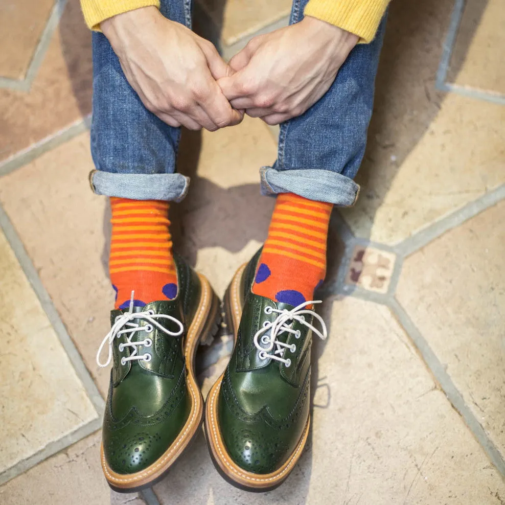 Orange/Purple Spots/Stripes Mens Socks