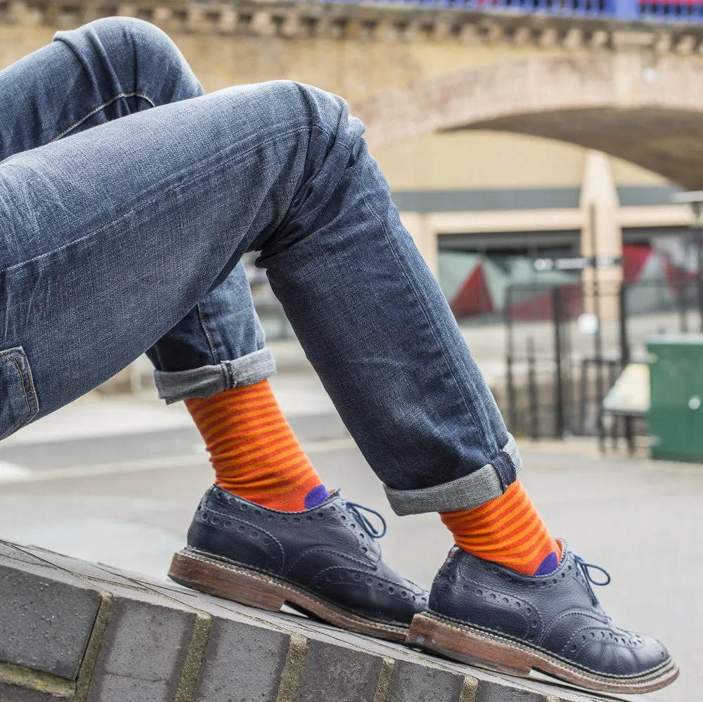 Orange/Purple Spots/Stripes Mens Socks