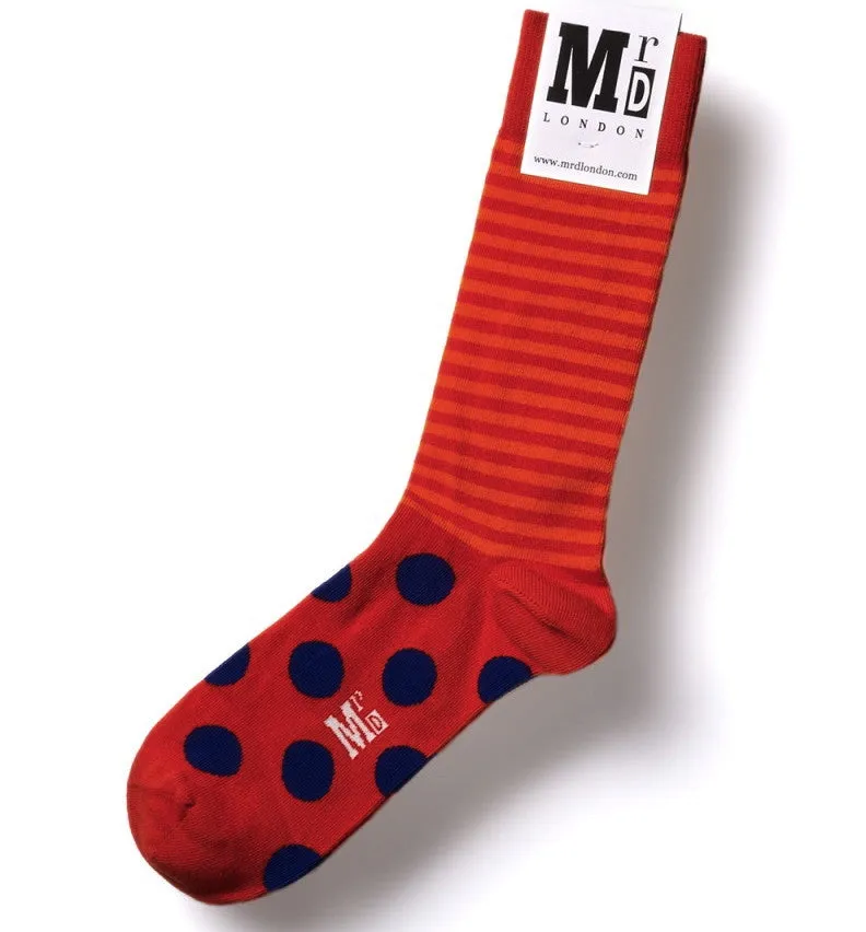Orange/Purple Spots/Stripes Mens Socks