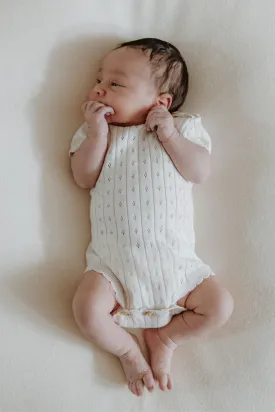 Organic Cotton Pointelle Knit Baby Bodysuit - Oat
