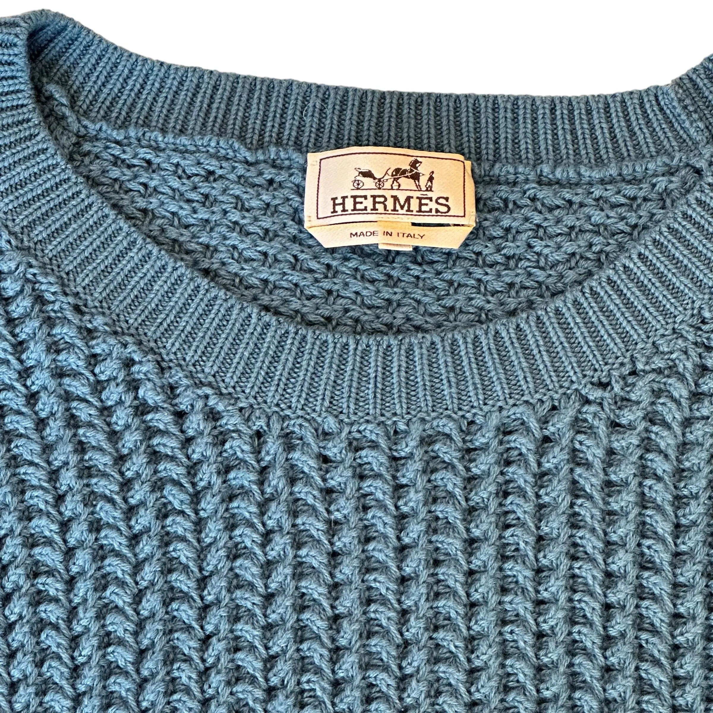 Oversized Blue Knit Sweater - L