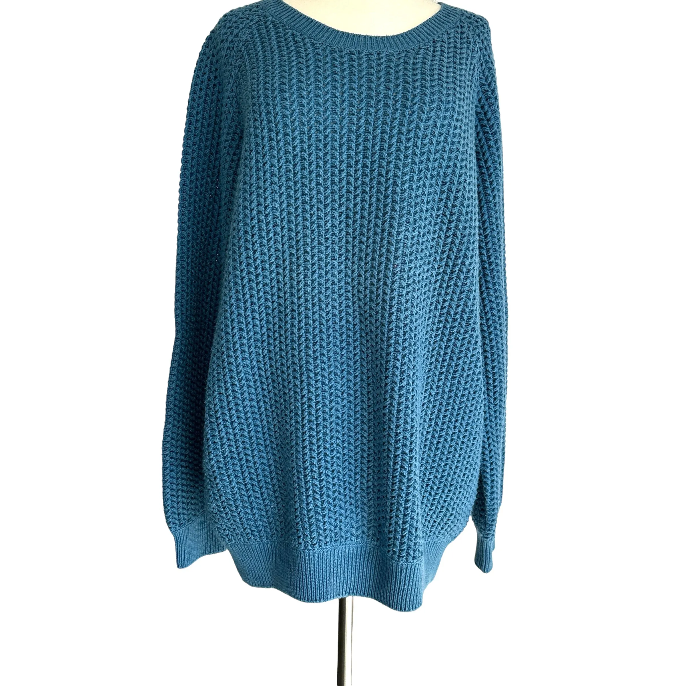 Oversized Blue Knit Sweater - L
