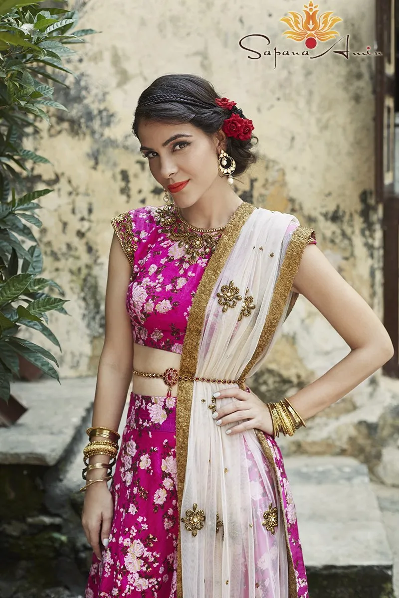Pink Chinese Floral Lehenga  Elegant Traditional Wear for good Events