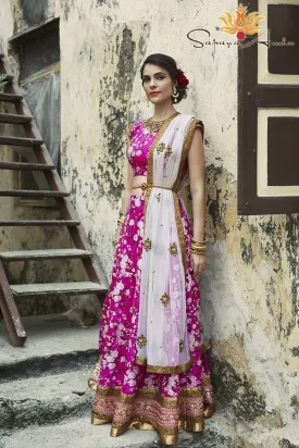 Pink Chinese Floral Lehenga  Elegant Traditional Wear for good Events