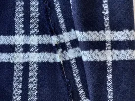 Plaid Vivid Navy & White Wool Blend Bouclé (Made in Italy)