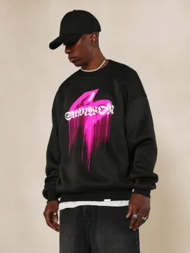 Regular Fit Crew Neck Sweatshirt With Drip Graphic Print