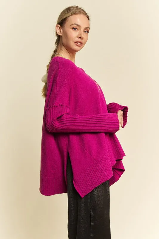 Ribbed Side Slit Sweater