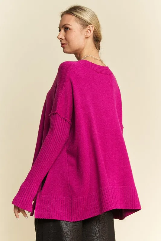 Ribbed Side Slit Sweater
