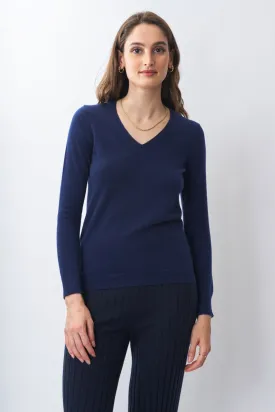 Robertson Madison 100% Cashmere Fine Gauge V-Neck CC-246 | Navy | Clearance Final Sale