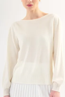 Robertson Madison 100% Cashmere Wide Shoulder Crewneck CC-260 | Ivory | Clearance Final Sale