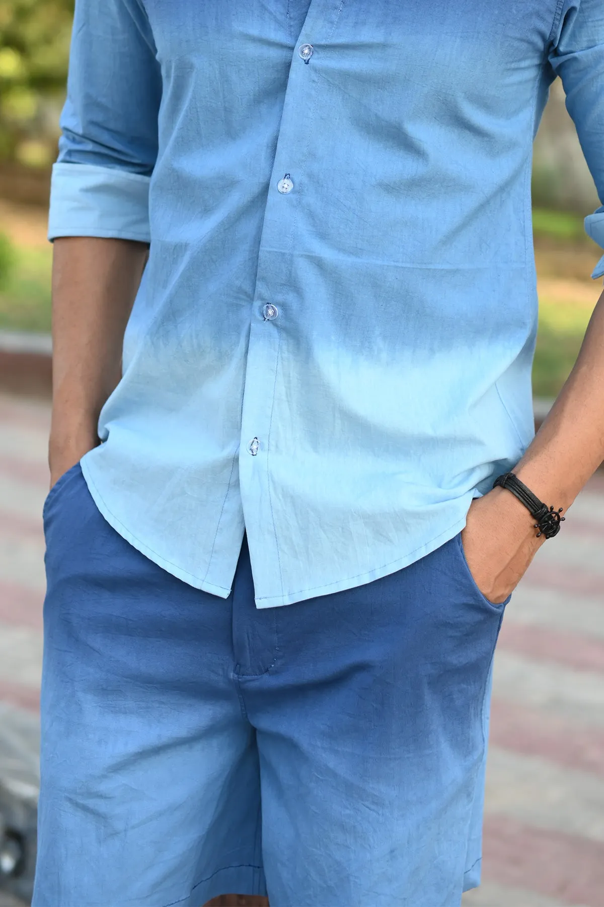 Shades of Ocean Plain Cotton Shorts, Only shorts Part of Coord Set  | Style Matters