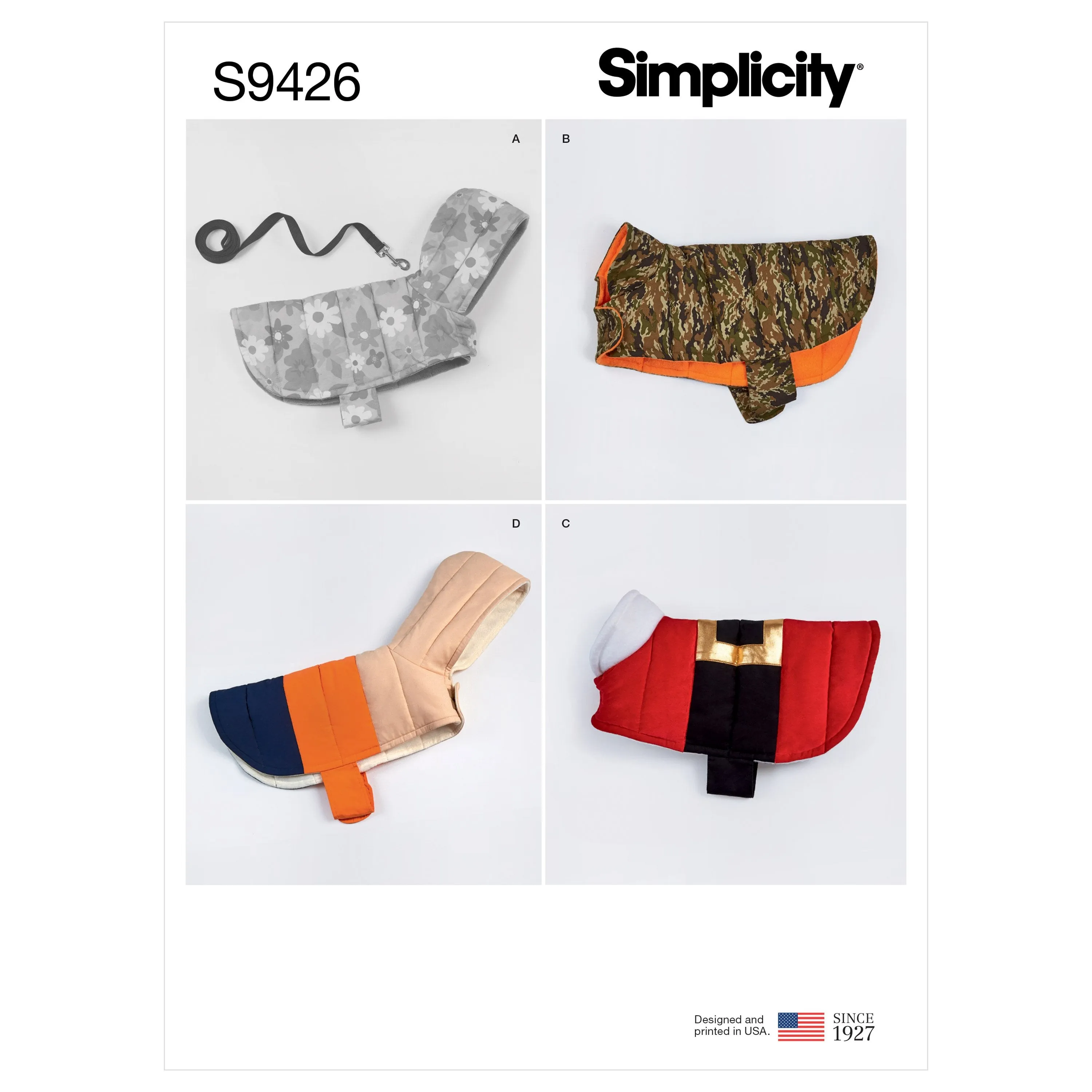 Simplicity Sewing Pattern 9426 Quilted Dog Coats