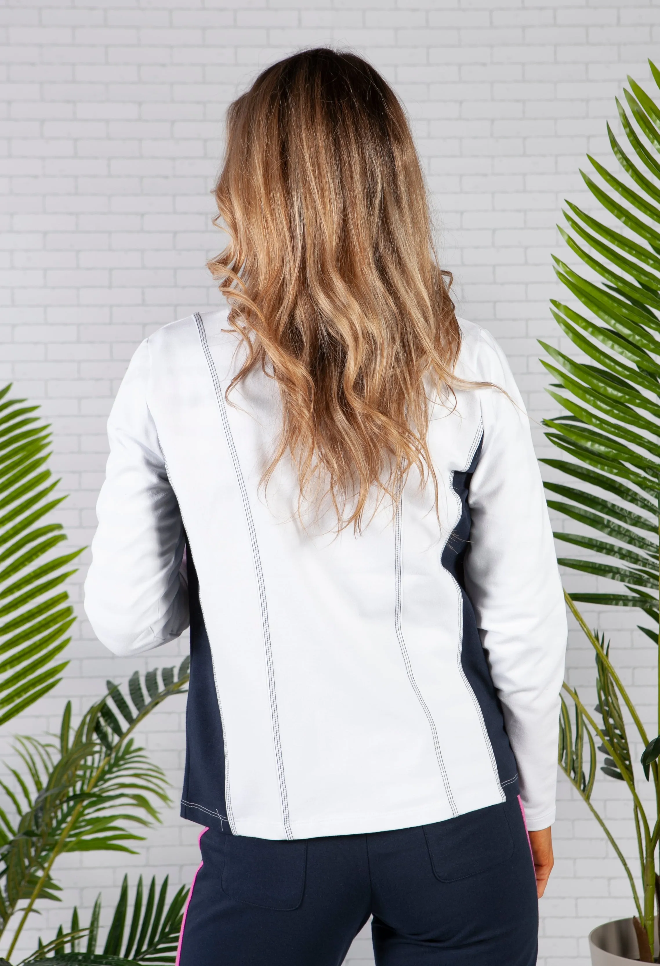 SOFT JERSEY ZIP UP JACKET WITH SIDE BAND DETAIL