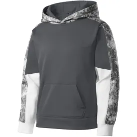 Sport-Tek Youth Dark Smoke Grey/Dark Smoke Grey Sport-Wick Mineral Freeze Fleece Colorblock Hooded Pullover