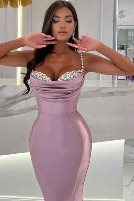 Suzhoufashion Mermaid Wisteria Ruffles Spaghetti Straps Long Sweetheart Stain Sleeveless Prom Dresses with Beadings