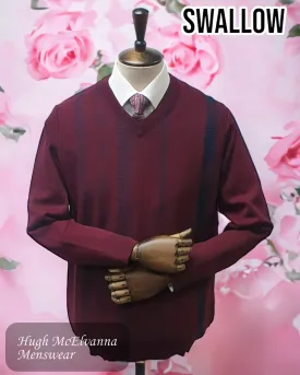 Swallow V-Neck Wine Sweater