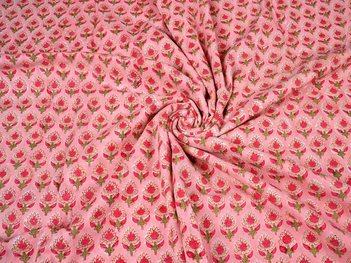 Tulip Cotton Peach Batik Fabric for Fashion Attire