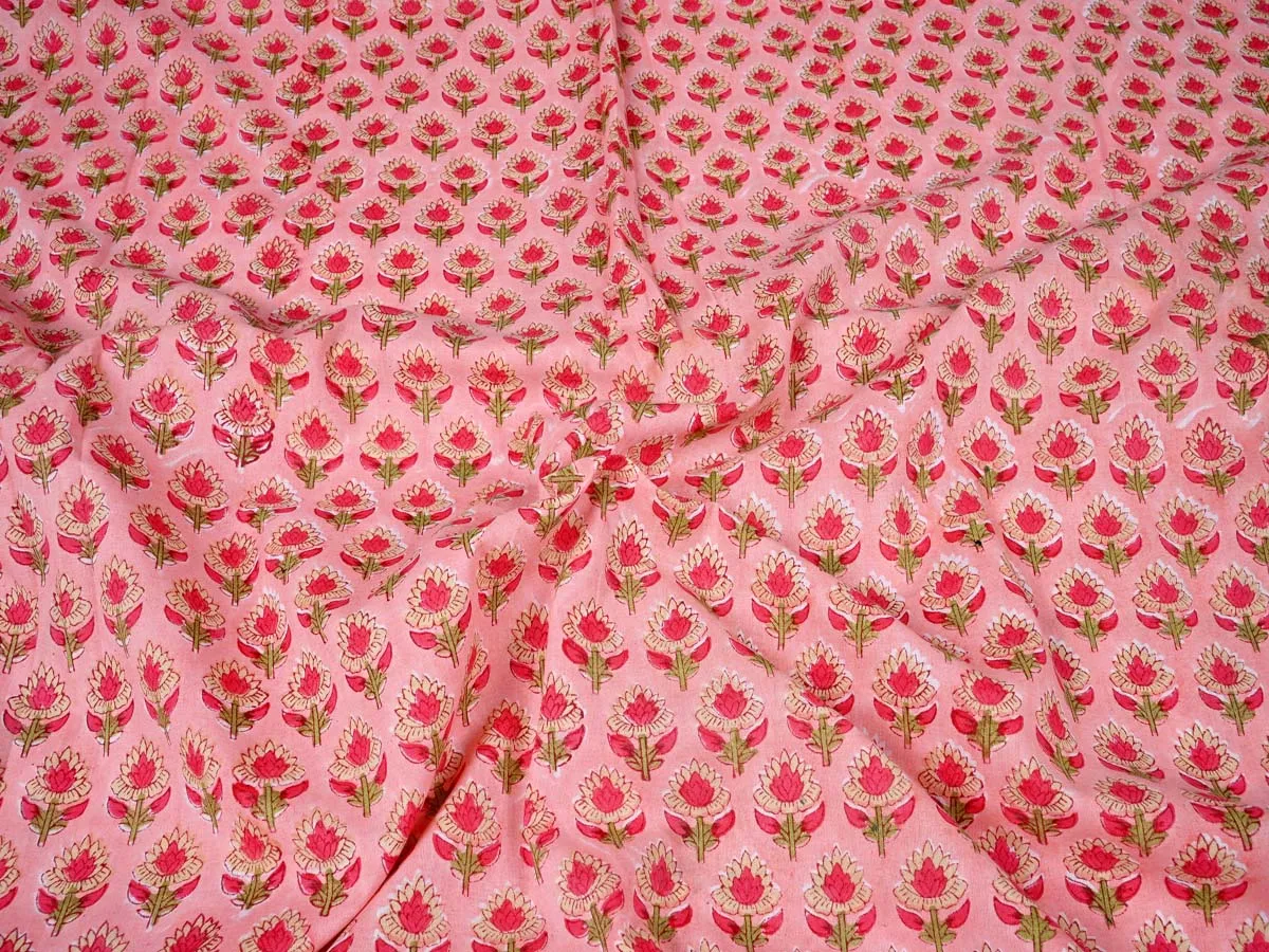 Tulip Cotton Peach Batik Fabric for Fashion Attire
