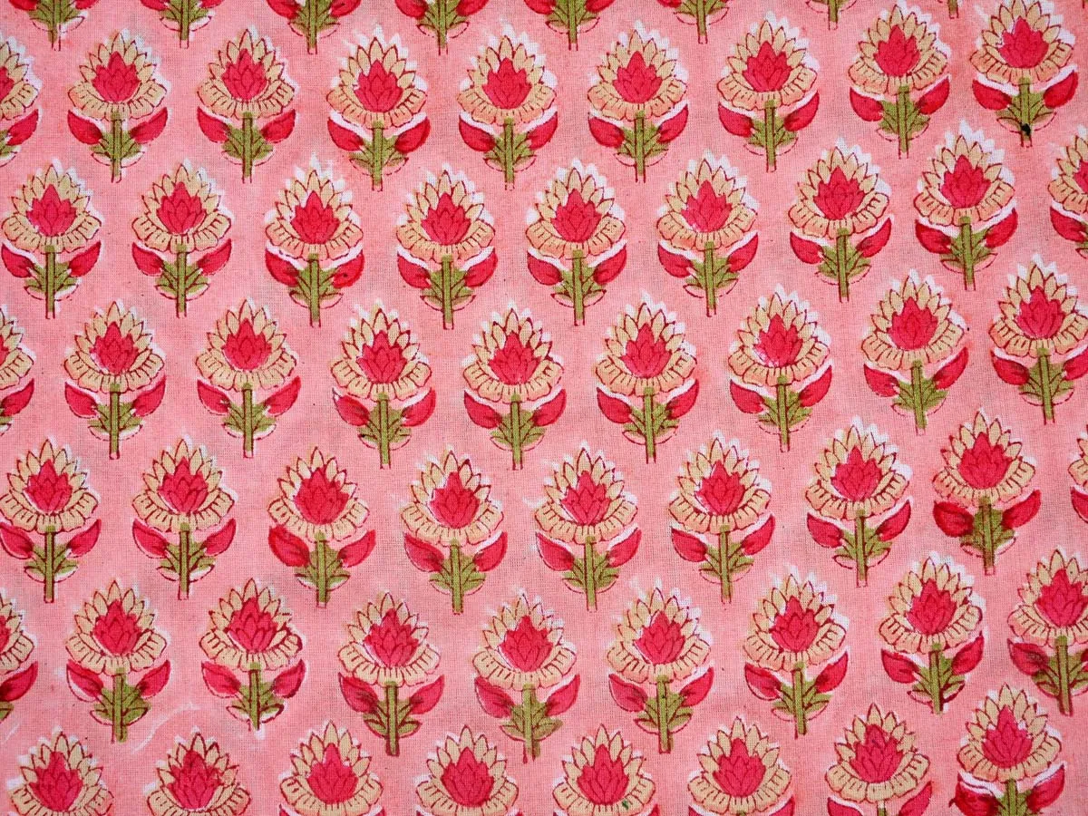 Tulip Cotton Peach Batik Fabric for Fashion Attire