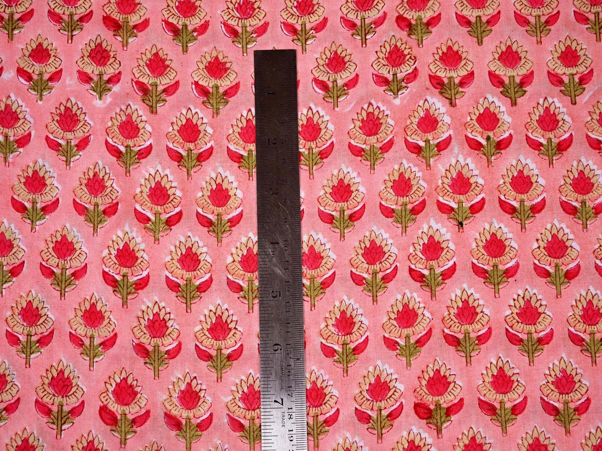 Tulip Cotton Peach Batik Fabric for Fashion Attire