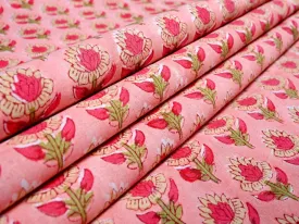 Tulip Cotton Peach Batik Fabric for Fashion Attire