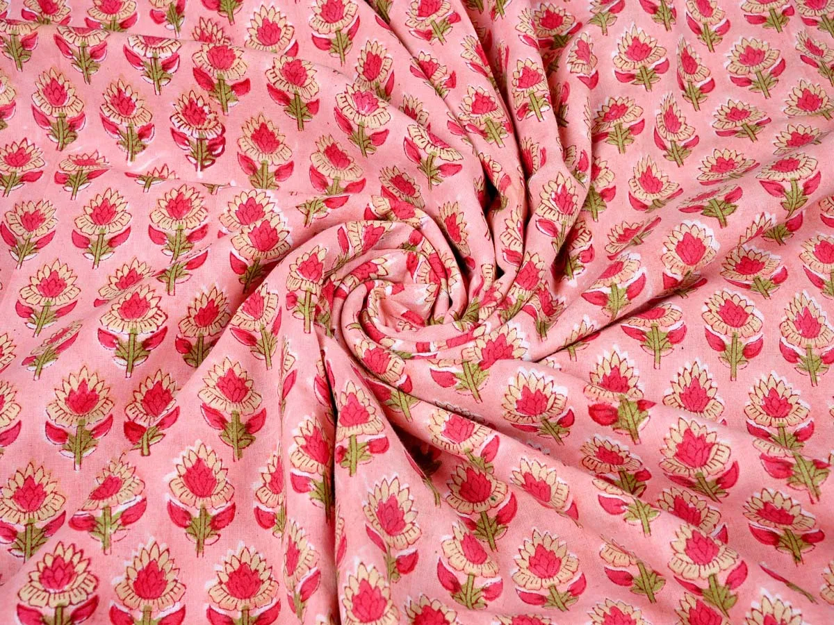 Tulip Cotton Peach Batik Fabric for Fashion Attire