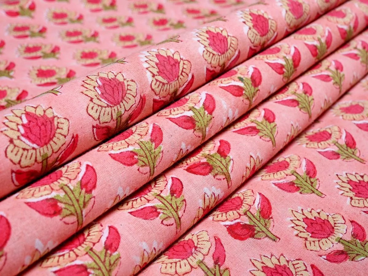 Tulip Cotton Peach Batik Fabric for Fashion Attire