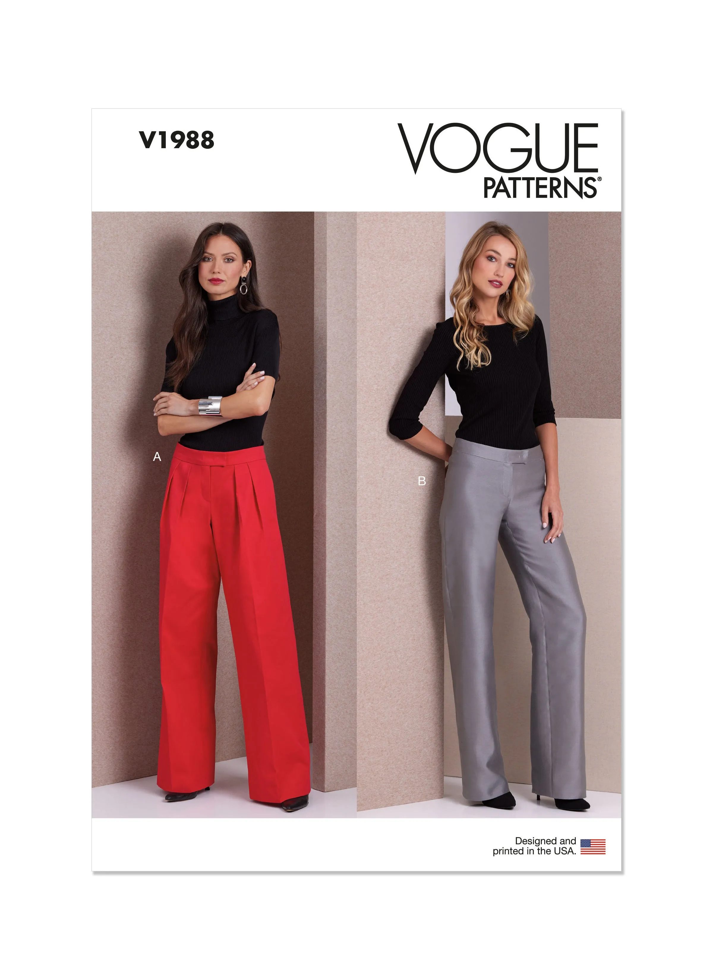 Vogue Sewing Pattern 1988 Misses' Trousers