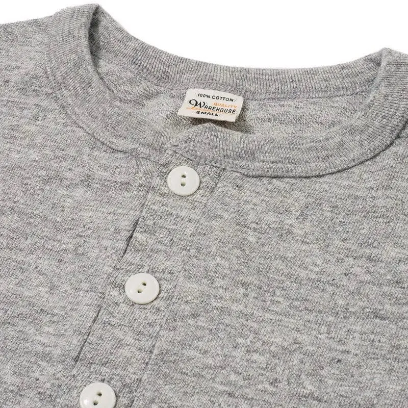WAREHOUSE & CO.  Lot 5907 Long Sleeve Henley Neck - Heather Grey