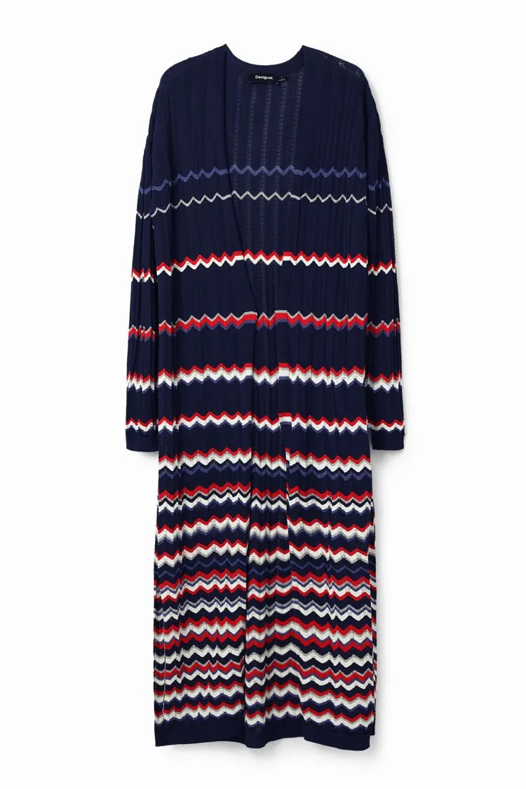 Wave Pleated Long Cardigan