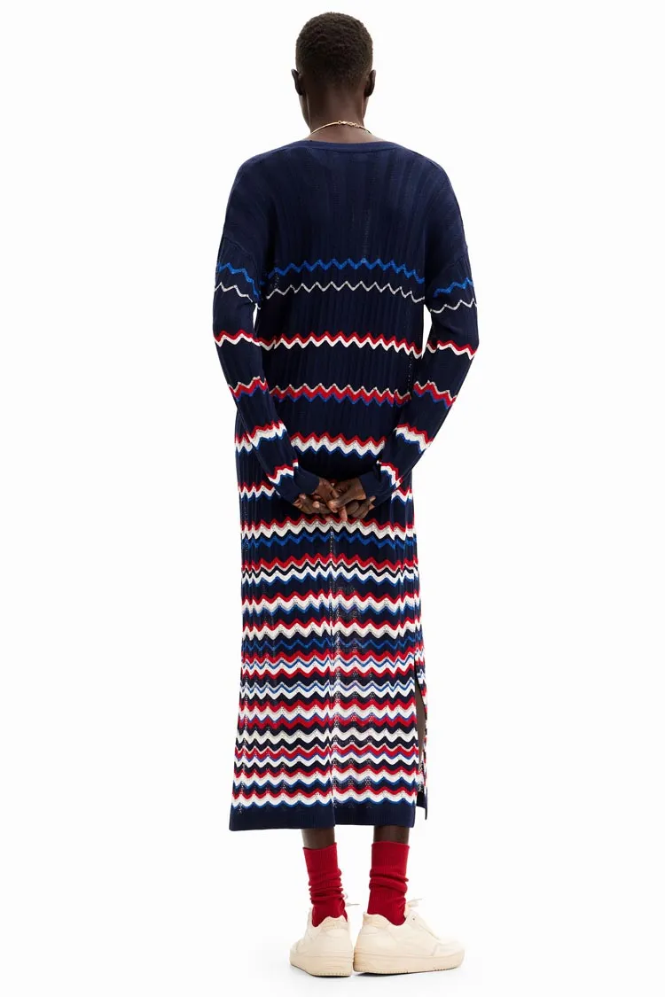 Wave Pleated Long Cardigan
