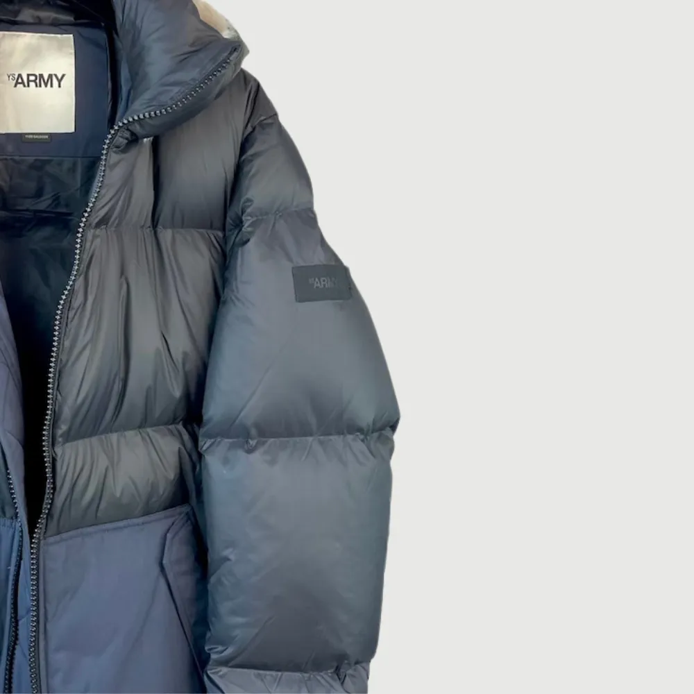 Yves Salomon Mens Leather Hood Doudoune - Ink