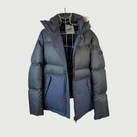 Yves Salomon Mens Leather Hood Doudoune - Ink
