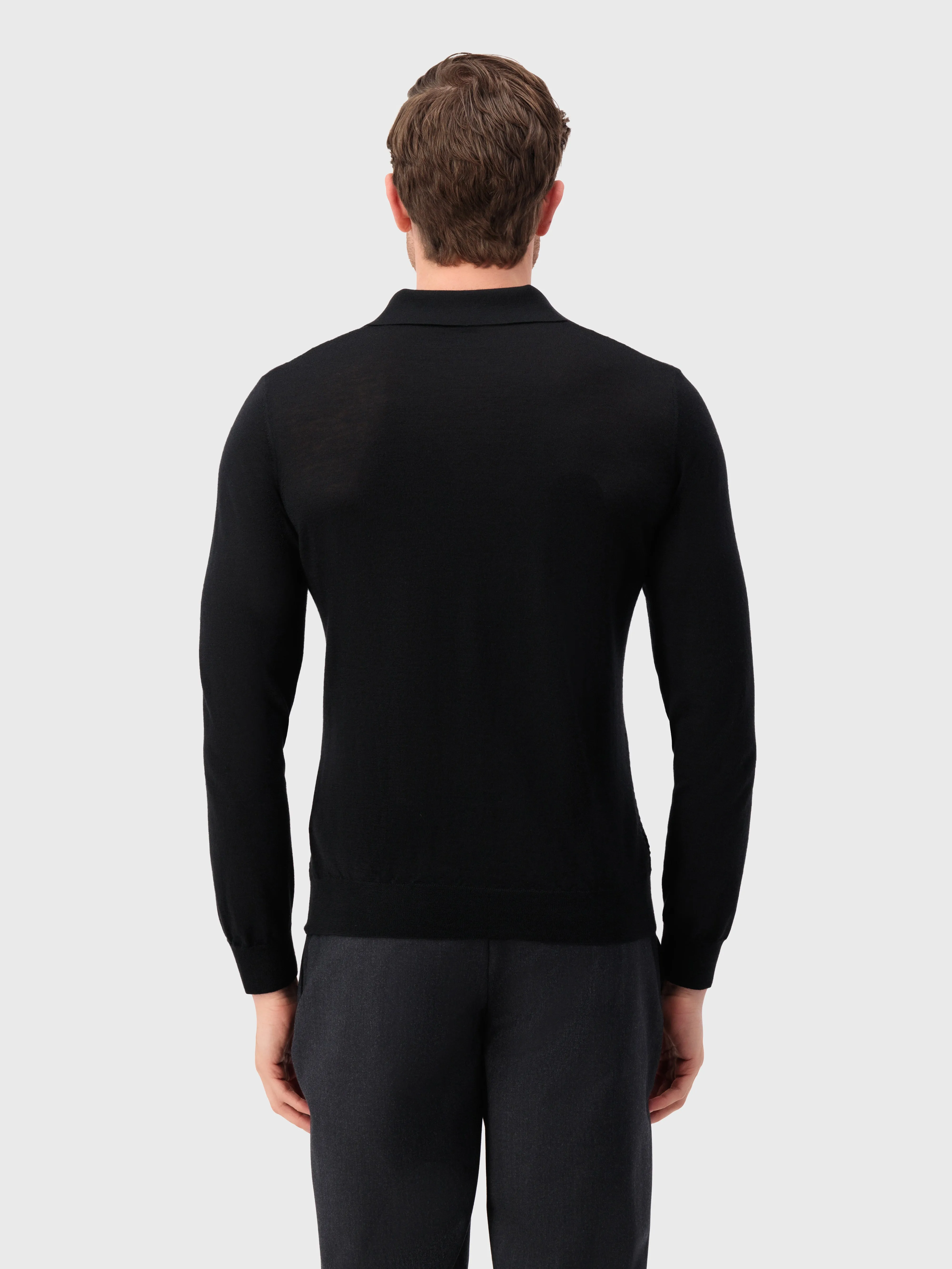 Zipped Knitwear Polo in Cashmere and Silk Black