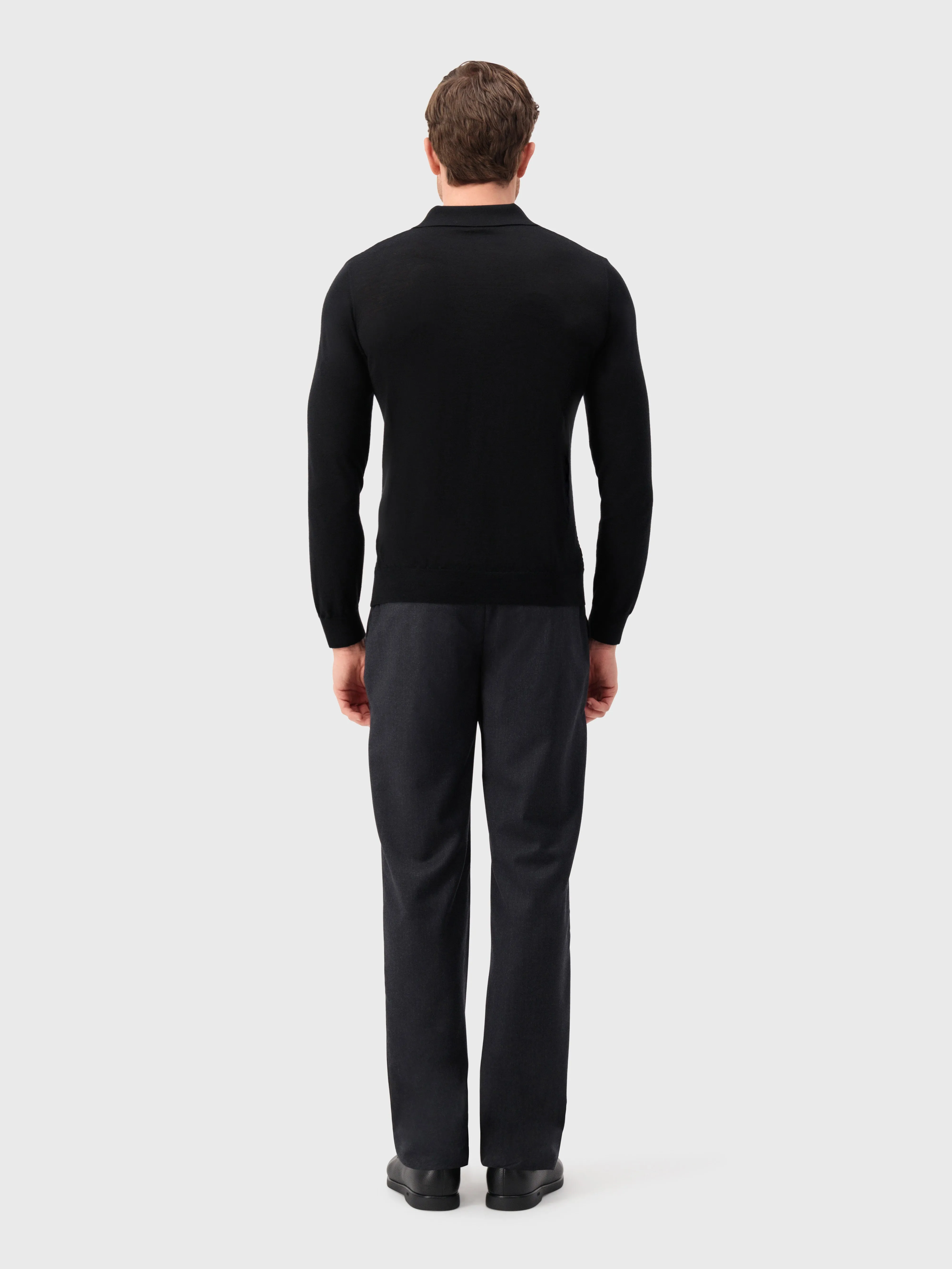 Zipped Knitwear Polo in Cashmere and Silk Black